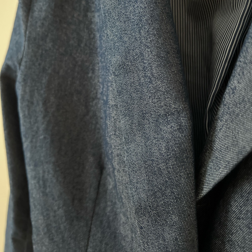Gap Navy Blue Denim Pinstripe Lined Single Button Collared Fit & Darted Blazer 8 - Picture 11 of 12